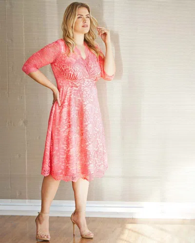 Kiyonna Mademoiselle Lace Cocktail Dress In Pink
