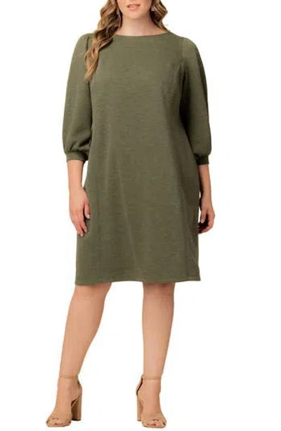 Kiyonna Madison Long Sleeve Sweater Dress In Green
