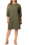 Kiyonna Madison Long Sleeve Sweater Dress In Green