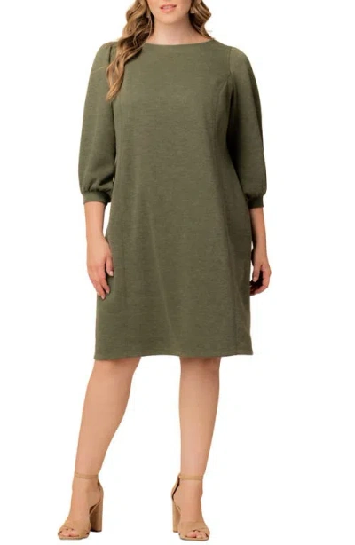 Kiyonna Madison Long Sleeve Sweater Dress In Green