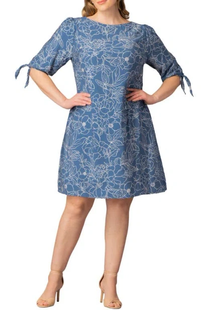 Kiyonna Manhattan Shift Dress In Blue