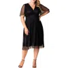 Kiyonna Margot Mesh Cocktail Dress In Black
