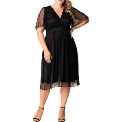 Kiyonna Margot Mesh Cocktail Dress In Black