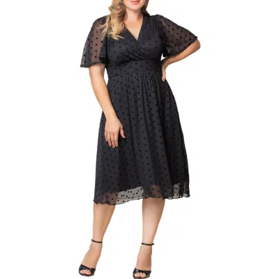 Kiyonna Margot Mesh Cocktail Dress In Black