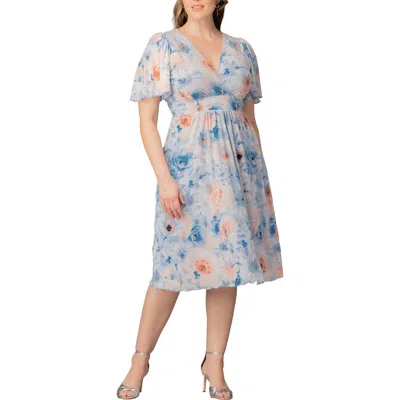 Kiyonna Margot Mesh Cocktail Dress In Multi