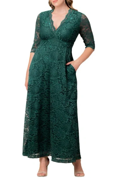 Kiyonna Maria Lace Evening Gown In Green