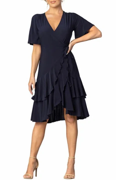 Kiyonna Miranda Midi Wrap Dress In Nouveau Navy