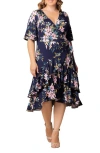 Kiyonna Miranda Wrap Dress In Blue