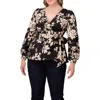 Kiyonna Natasha Print Wrap Top In Black