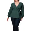 Kiyonna Natasha Print Wrap Top In Green