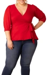 Kiyonna Nina Wrap Top In Red