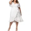 Kiyonna Palermo Lace Faux Wrap Dress In White