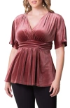 Kiyonna Park Avenue Velvet Top In Mauve Rose