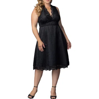 Kiyonna Pinup Boudour Lace Cocktail Dress In Black