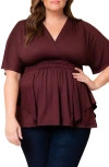 Kiyonna Promenade Top In Wine