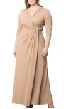 Kiyonna Romanced By Moonlight Glitter A-line Jersey Gown In Champagne