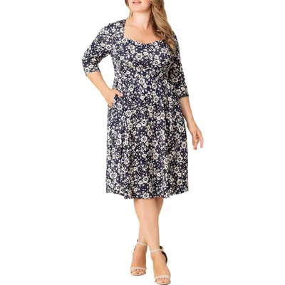 Kiyonna Royal Metallic Dress In Blue
