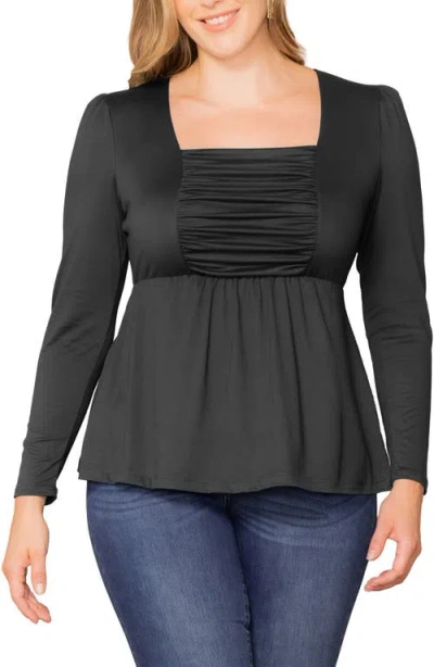 Kiyonna Rylan Ruched Knit Top In Black