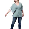 Kiyonna Sarah Lace Trim Top In Thyme