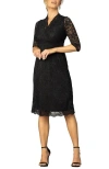 Kiyonna Scalloped Boudoir Lace Cocktail Dress In Onyx
