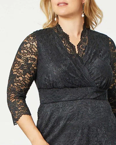 Kiyonna Scalloped Boudoir Lace Dress In Black