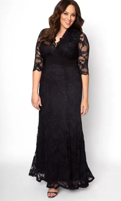 Kiyonna Screen Siren Lace Long Dress In Black