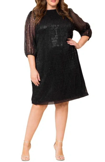 Kiyonna Sequin Splendor Shift Dress In Onyx