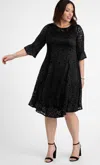 Kiyonna Short Lace Dress In Onyx In Black