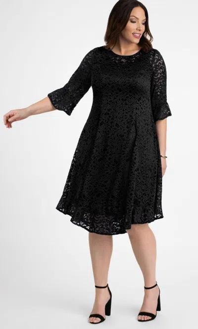 Kiyonna Short Lace Dress In Onyx In Black