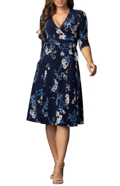 Kiyonna Signature Wrap Dress In Blue
