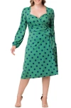 Kiyonna Soicialite Sweetheart Neck Wrap Dress In Green