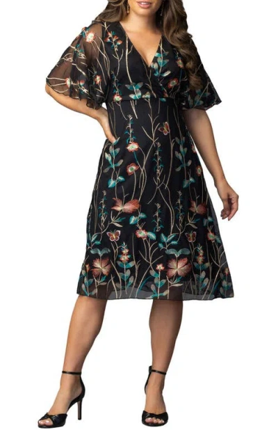 Kiyonna Sonnet Embroidered Cocktail Dress In Multi