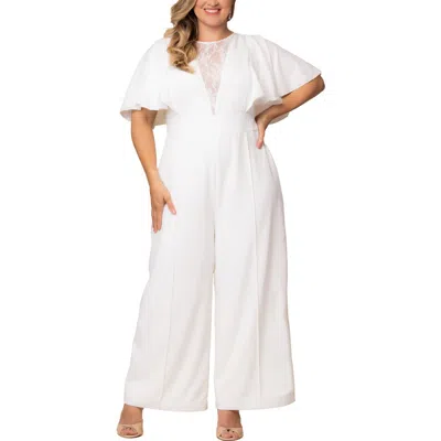 Kiyonna Spellbound Wide Leg Jumpsuit In White