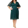 Kiyonna Starry Sequin Lace Fit & Flare Cocktail Dress In Green