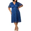 Kiyonna Starry Sequin Lace Fit & Flare Cocktail Dress In Blue