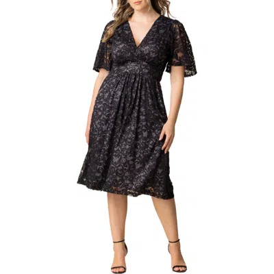 Kiyonna Starry Sequin Lace Fit & Flare Cocktail Dress In Storm Grey