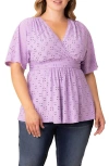 Kiyonna Sunny Day Eyelet Wrap Top In Purple