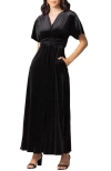 Kiyonna Verona V-neck Velvet Evening Gown With Pockets In Black