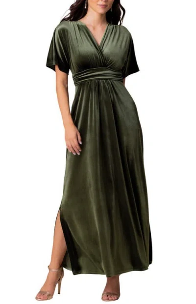 Kiyonna Verona Velvet Evening Gown In Olive