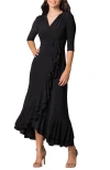 Kiyonna Veronica Ruffle Evening Gown In Onyx