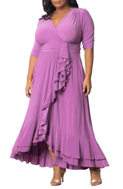 Kiyonna Veronica Ruffled High-low Evening Gown In Lilac
