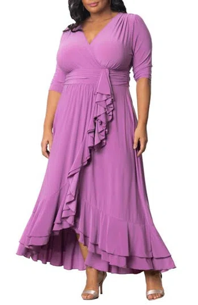 Kiyonna Veronica Ruffled High-low Evening Gown In Purple