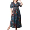 Kiyonna Vienna Maxi Dress In Blue