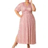 Kiyonna Vienna Maxi Dress In Pink Floral Falls