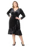 Kiyonna Viola Velvet Wrap Dress In Black