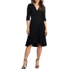 Kiyonna Whimsy Midi Wrap Dress In Black
