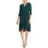 Kiyonna Whimsy Midi Wrap Dress In Hunter Green