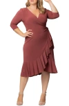 Kiyonna Whimsy Wrap Dress In Burgundy