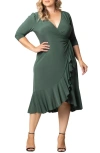 Kiyonna Whimsy Wrap Dress In Fern Green