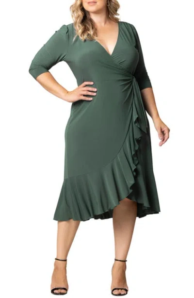 Kiyonna Whimsy Wrap Dress In Fern Green